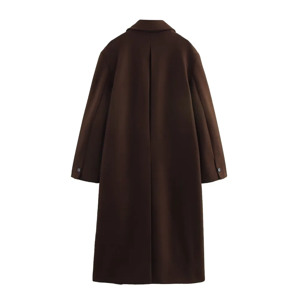 Fashionable All match Casual Loose Blended Coat Coat Women's Top Brown - Shop at LoveMi