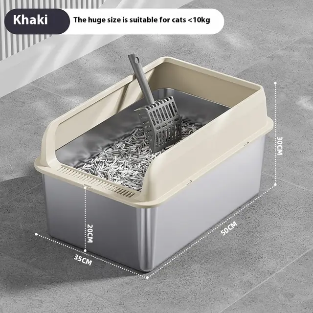 Stainless Steel Litter Box Cat Toilet Khaki Large Size 50X35X30 - Shop at LoveMi