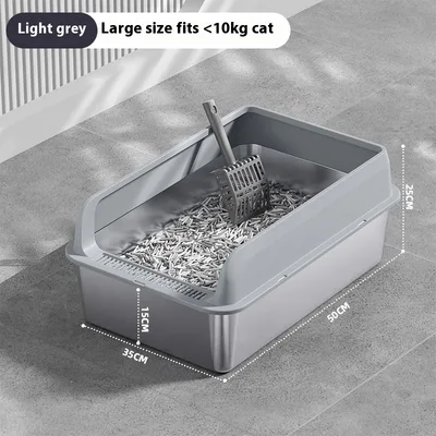 Stainless Steel Litter Box Cat Toilet Light Gray Large Size 50X35X25 - Shop at LoveMi