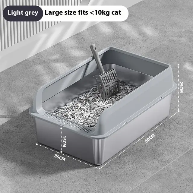 Stainless Steel Litter Box Cat Toilet - Light Gray Large Size 50X35X25 - View 1