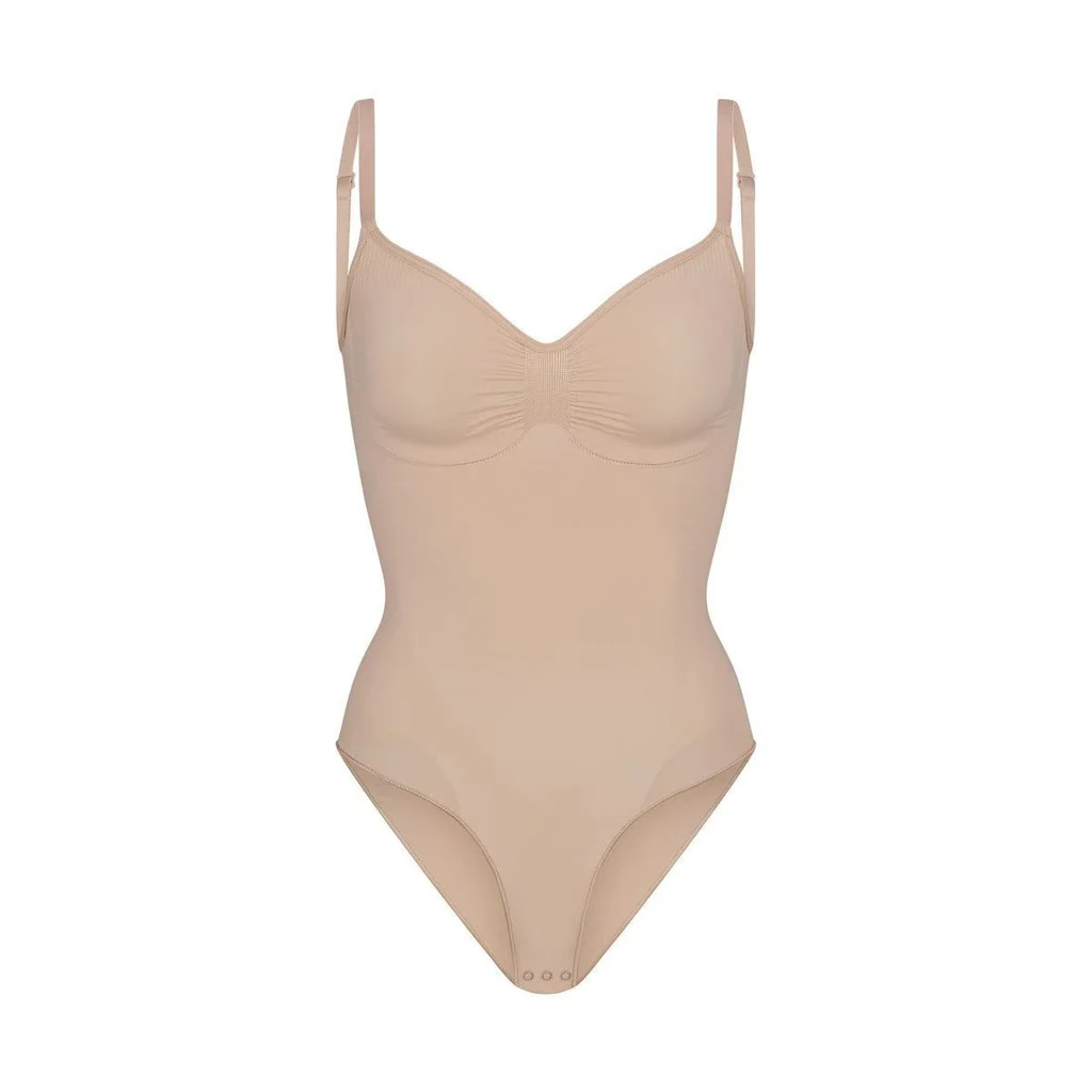 Sling Beautiful Back High Elastic Seamless Tight Jumpsuit - Skin Color