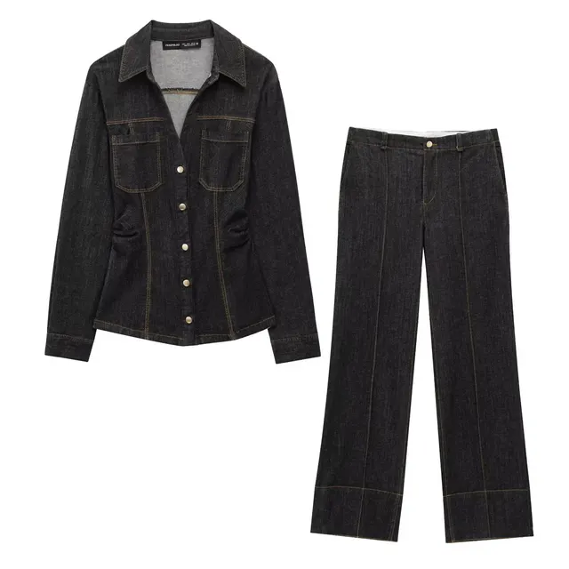 European And American Style Slim fit Long sleeved Lapel Shirt And Trousers Set - Shop at LoveMi