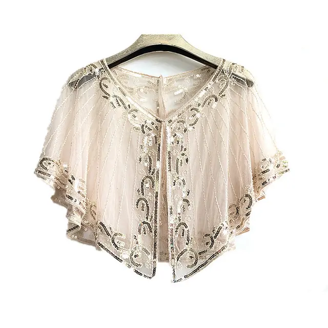 Shawl Outer Match Short And Thin Sequined Dress Abstract Pure Apricot - Shop at LoveMi