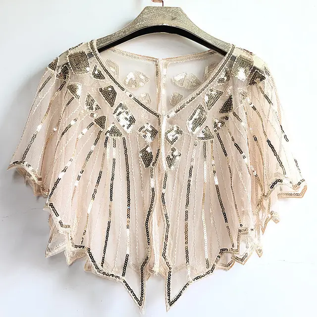 Shawl Outer Match Short And Thin Sequined Dress Gold - Shop at LoveMi