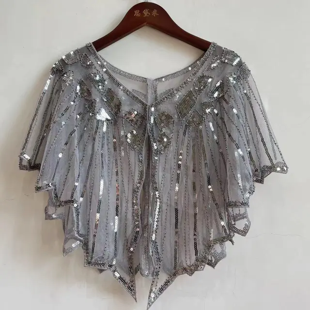 Shawl Outer Match Short And Thin Sequined Dress Gray - Shop at LoveMi