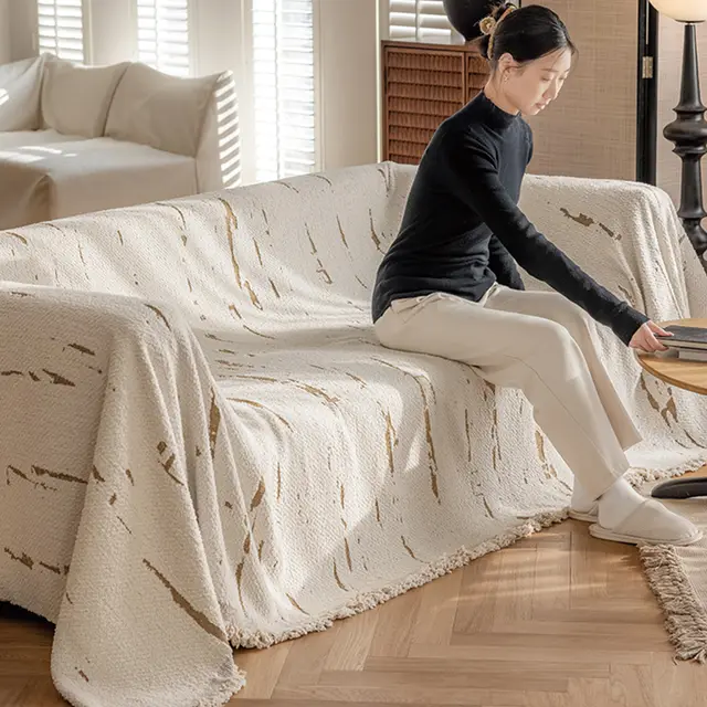 Autumn And Winter Fur Yarn Sofa Universal Cover High grade Four Seasons Universal Blanket Star Night Brown - Shop at LoveMi