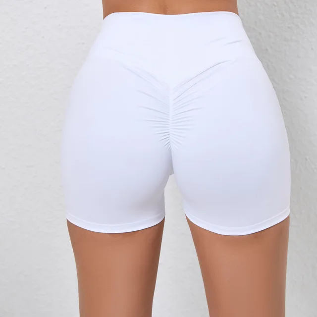 Pleated Peach Hip Raise Fitness Tight High Waist Running Quick drying Yoga Pants White - Shop at LoveMi