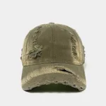 Washed Make Old Ripped Baseball Cap For Women - Army Green