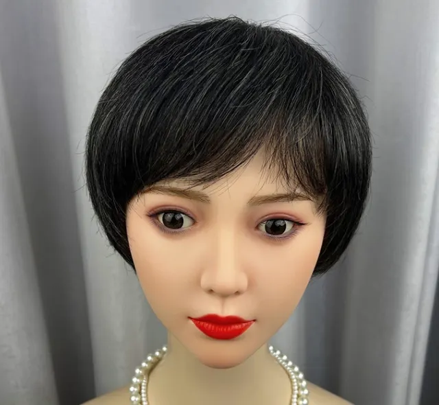 Women's Flower White Short Straight Top Old Flower White Mixed Human Hair Wigs Style 3 - Shop at LoveMi