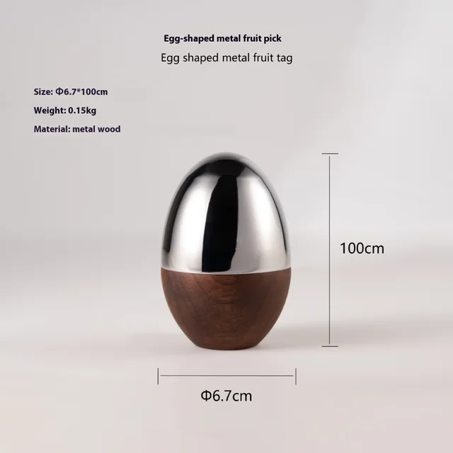 Modern Nordic Creative Walnut Stainless Steel Fruit Toothpick Egg Shape - Shop at LoveMi