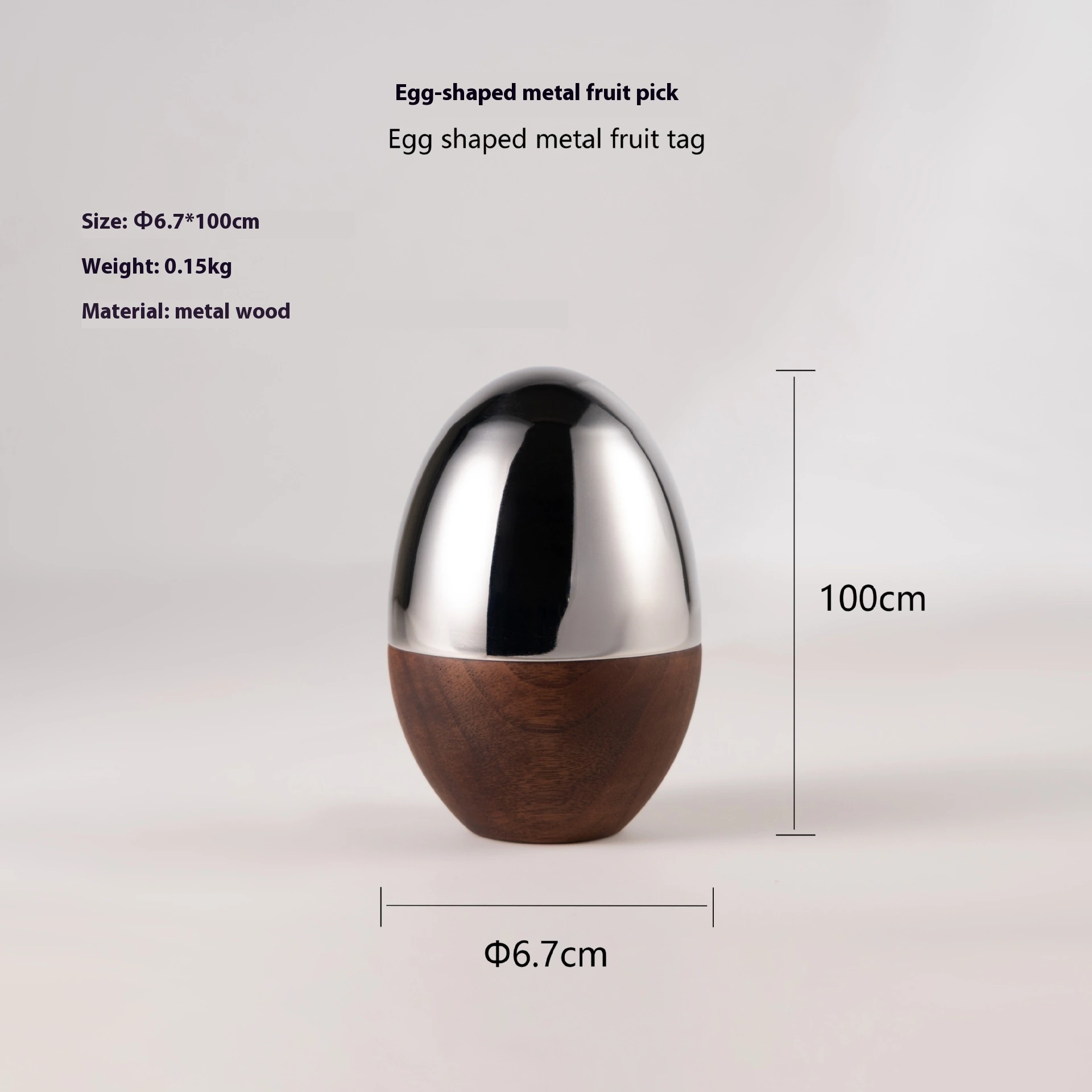 Modern Nordic Creative Walnut Stainless Steel Fruit Toothpick - Egg Shape