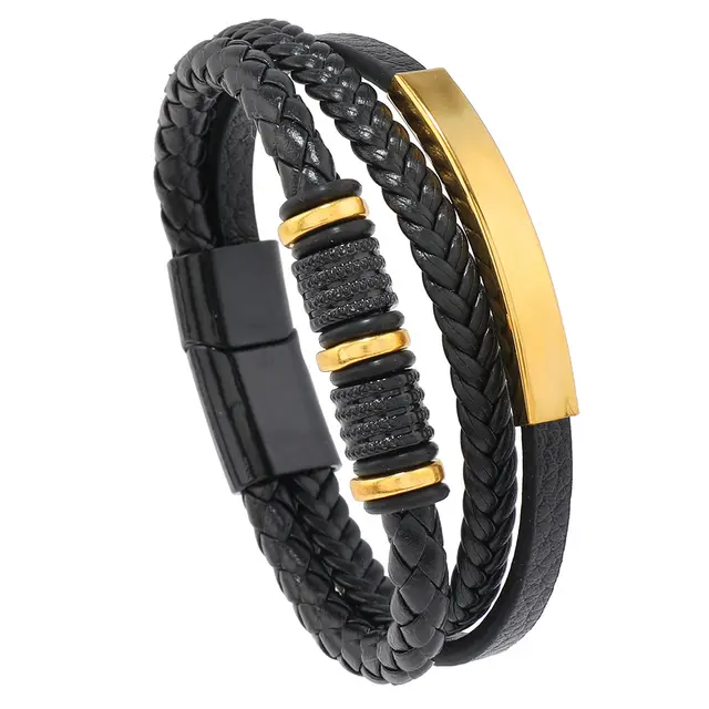 Fashion Men's Personality Magnetic Snap Leather Bracelet Type A - Shop at LoveMi
