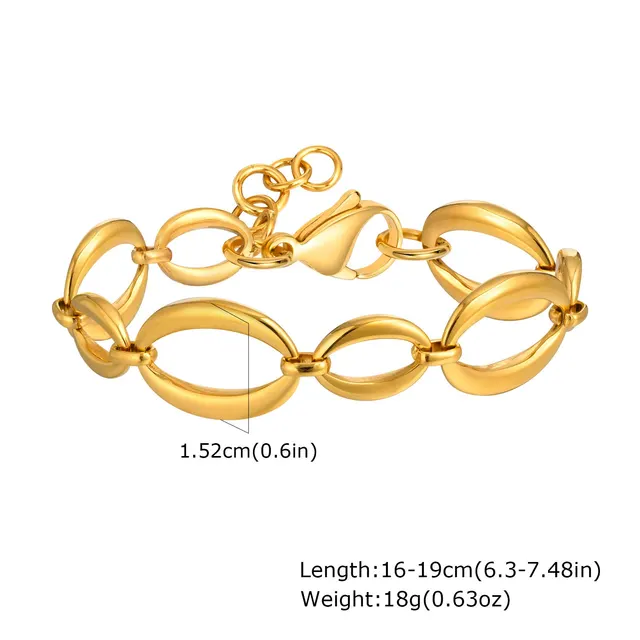Large Chain Simple Geometric Bracelet Gold - Shop at LoveMi
