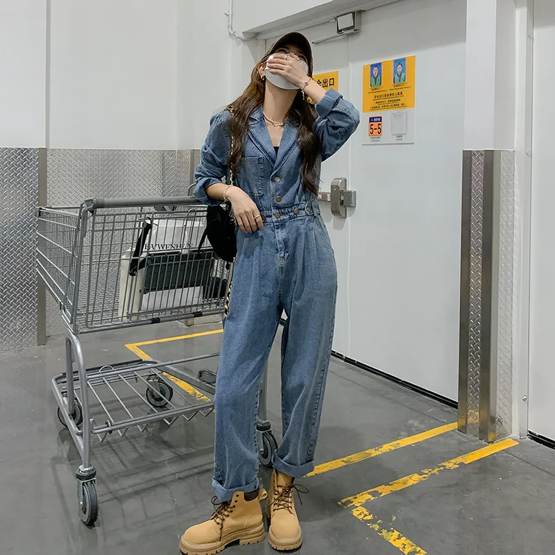Spring New High Waist Slimming Pants Temperament Overall Denim Blue - Shop at LoveMi