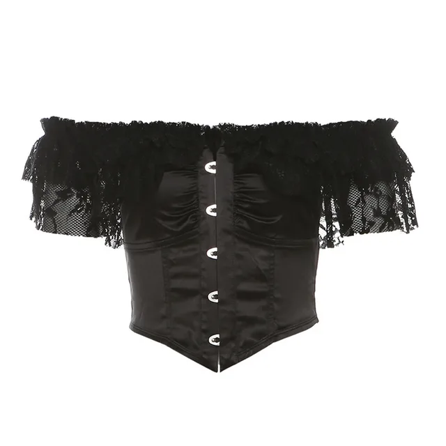 Women's Off neck Short sleeved Top Fashionable High Waist Skirt Black Top - Shop at LoveMi