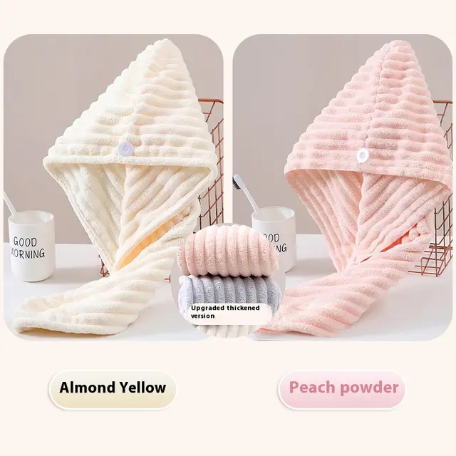 Candy Velvet Hair drying Cap Thick Absorbent Headscarf Yellow Pink - Shop at LoveMi