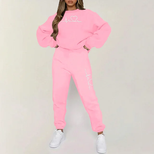 Couple Print Sports Hooded Fleece lined Sweaters Women's Clothing Pink - Shop at LoveMi