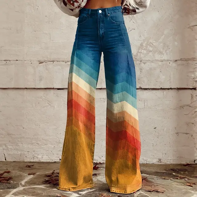 Foreign Trade Women's Casual Pants Imitation Jeans Wide Leg Imitation Denim 14 - Shop at LoveMi