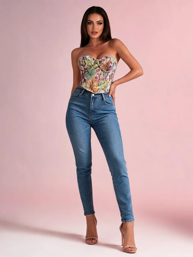 Y2K Floral Print Tube Vest Top With Back tied Design INS Fashion Crop Corset Tank For Women Clothing Color - Shop at LoveMi
