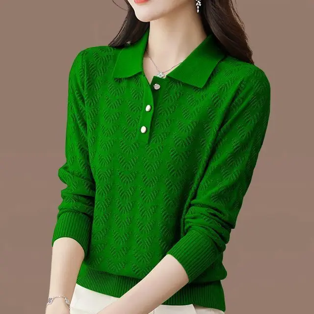 Fashion Loose Bottoming Shirt Knitted Top Green - Shop at LoveMi