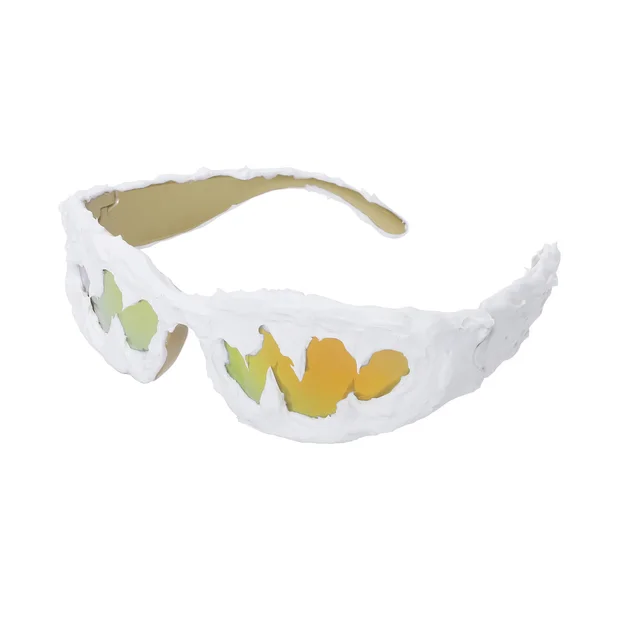 Men's And Women's Avant garde Sunglasses Handmade Epoxy Resin Bright Gold Frame White Glue - Shop at LoveMi