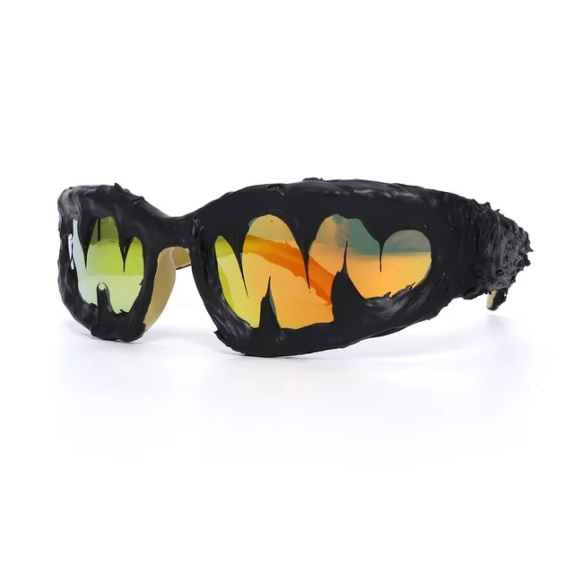 Men's And Women's Avant garde Sunglasses Handmade Epoxy Resin Bright Gold Plated Red Film - Shop at LoveMi
