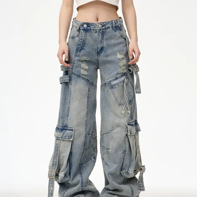 Deconstructing Heavy Industry Washed Cargo Pants Blue - Shop at LoveMi
