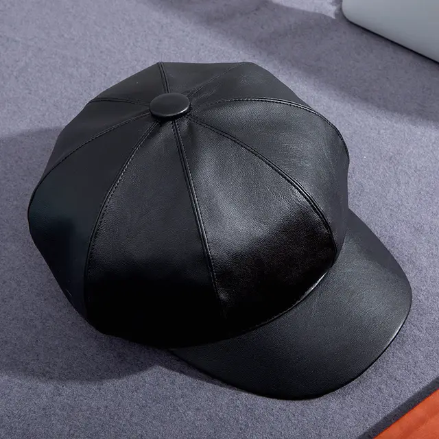 Temperament Korean Style Octagonal Pumpkin Hat Literary Style Black - Shop at LoveMi
