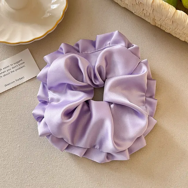 Korean Ballet Style Pleated Oversized Pillow Hair Ring Purple - Shop at LoveMi