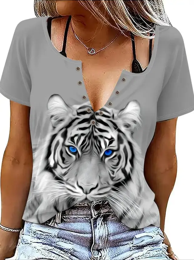 Women's Summer Fashion Animal Striped T shirt Wb30Wb30Zn241125Y053 - Shop at LoveMi