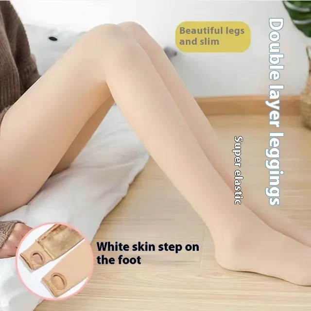 Women's Leggings Fall And Winter Outer Wear Double Layer Double Layer Fair Skin Colored - Shop at LoveMi