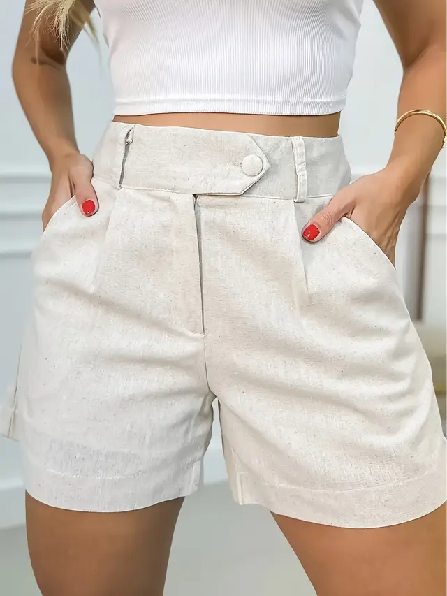 Women's Casual High Waist A Line Wide Leg Shorts Apricot - Shop at LoveMi