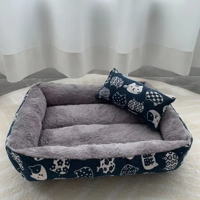 Pet Supplies Linen Pet Bed Moisture proof Blue Kitten With Pillow - Shop at LoveMi