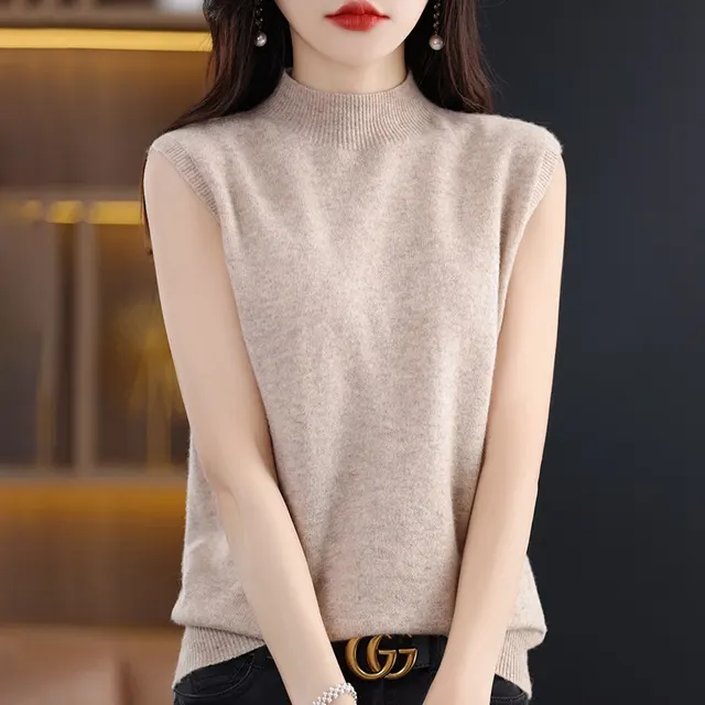 Half Turtleneck Women's Knitted Pullover Elegant Camel - Shop at LoveMi