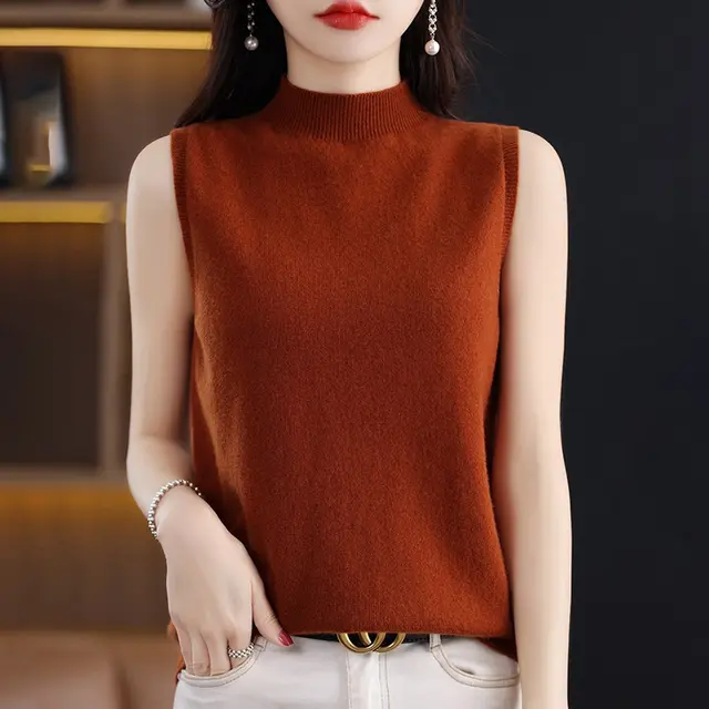 Half Turtleneck Women's Knitted Pullover Red - Shop at LoveMi
