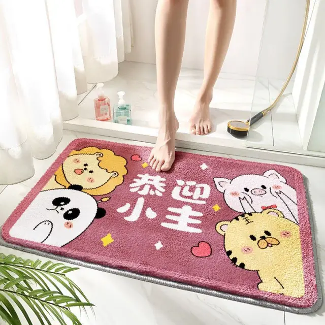 Bathroom Strong Absorbent Cartoon Stain resistant Non slip Mat Four Small Purple - Shop at LoveMi