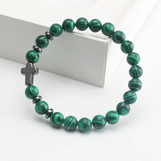 Cross Faith Color Malachite Beaded Bracelet T590Color - Shop at LoveMi