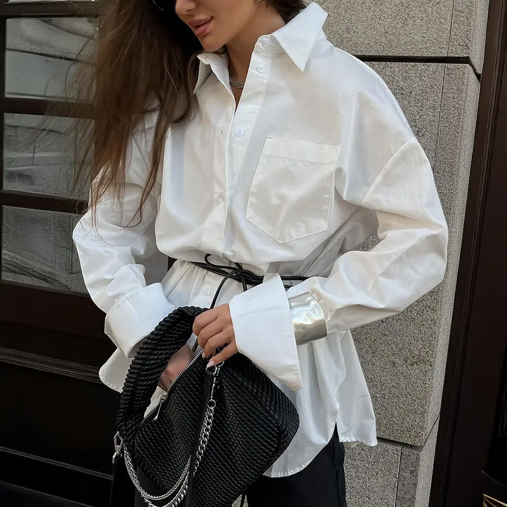 Commuter Cardigan White Shirt Top Women - White