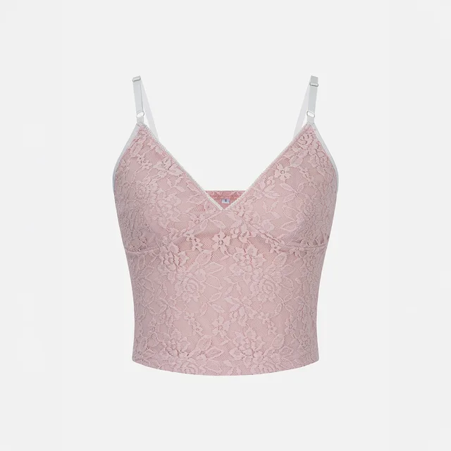 Lace Embroidery Spaghetti strap Camisole Top Women's Clothing Pink - Shop at LoveMi