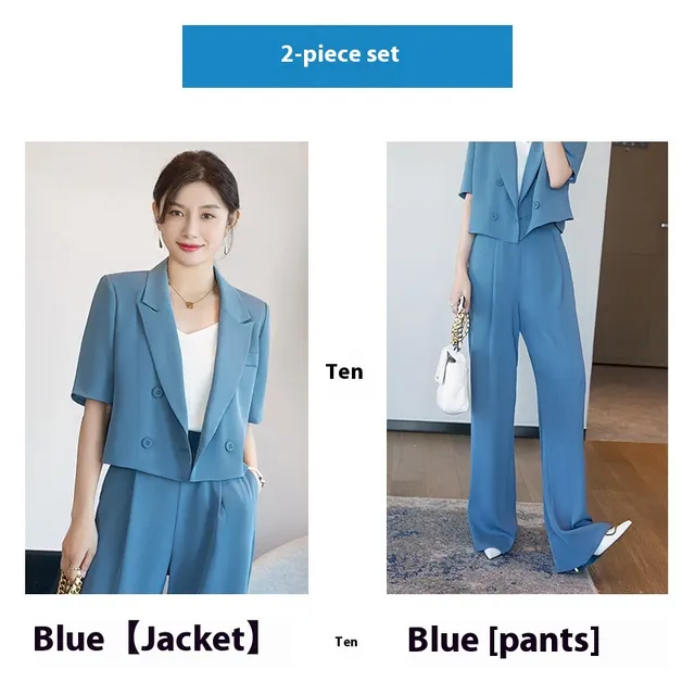 Suit Jacket Casual Graceful And Fashionable Blue Suit Blue Pants - Shop at LoveMi