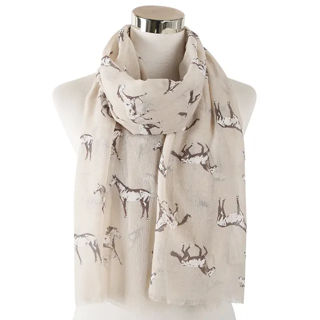 New Running Horse Scarf Animal Print Scarf Beige - Shop at LoveMi