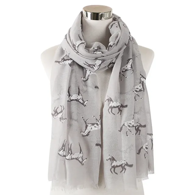 New Running Horse Scarf Animal Print Scarf Gray - Shop at LoveMi
