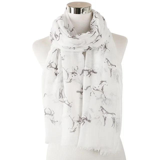 New Running Horse Scarf Animal Print Scarf White - Shop at LoveMi