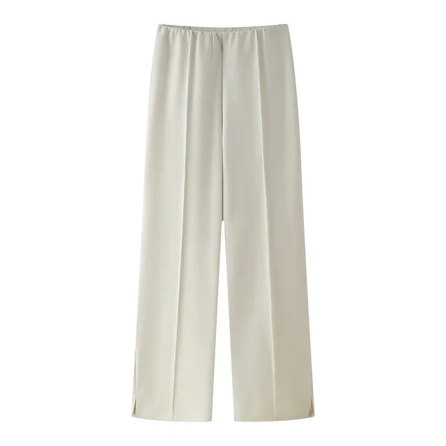 Clothing Double sided Cloth Round Neck Top Casual Pants Milky White Trousers - Shop at LoveMi