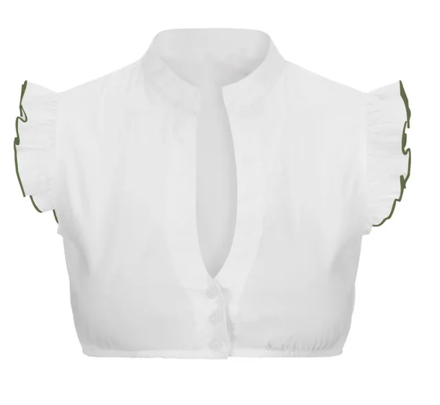 Women's Fashion Personalized Dingdong White Shirt Olive Green - Shop at LoveMi
