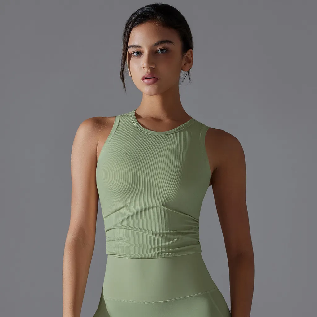 Fashion Solid Color Thread Yoga Clothes For Women - Moss Color - View 1