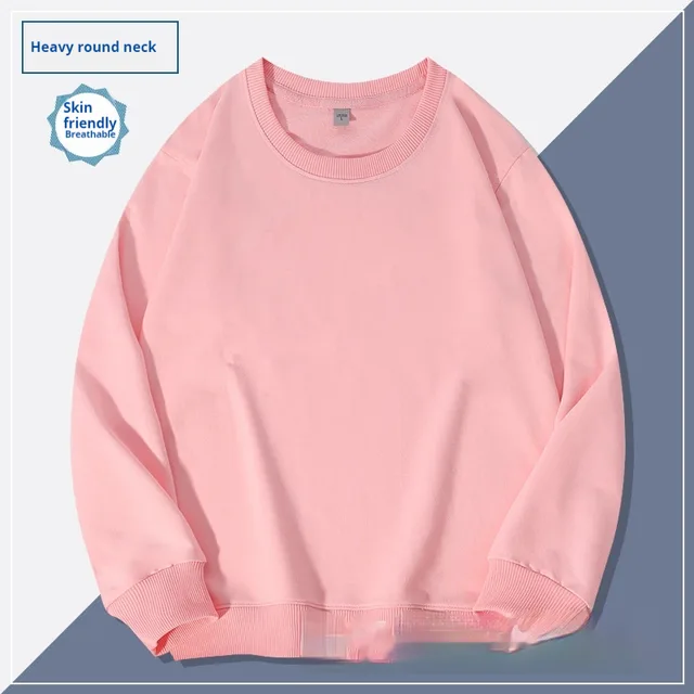 Men's Round Neck Hoodie Solid Color Couple's Shirt Pink - Shop at LoveMi