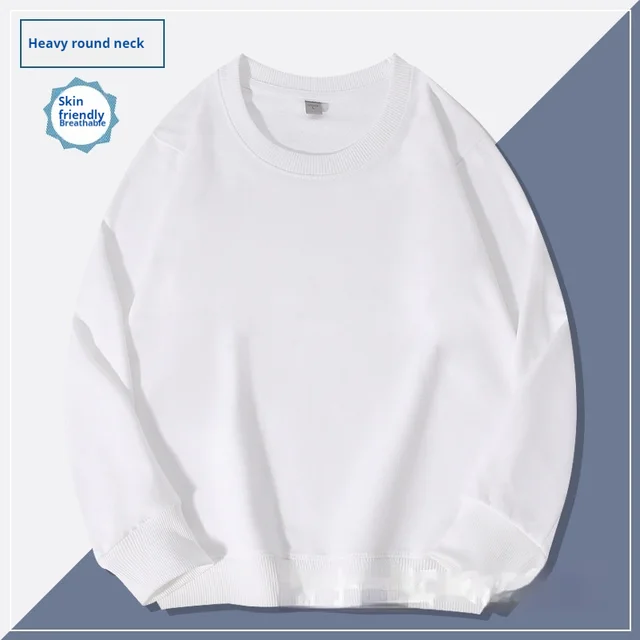 Men's Round Neck Hoodie Solid Color Couple's Shirt White - Shop at LoveMi