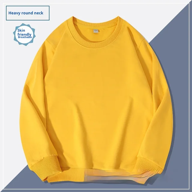 Men's Round Neck Hoodie Solid Color Couple's Shirt Yellow - Shop at LoveMi