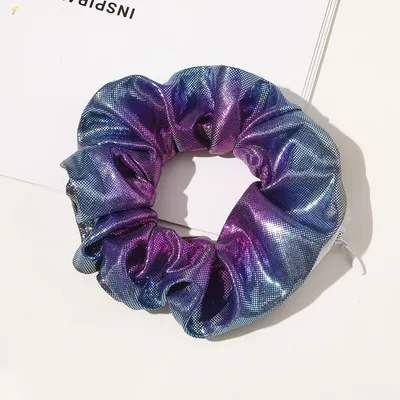 European And American Printed Satin Zipper Large Intestine Hair Ring C261 Blue Purple No 5 - Shop at LoveMi